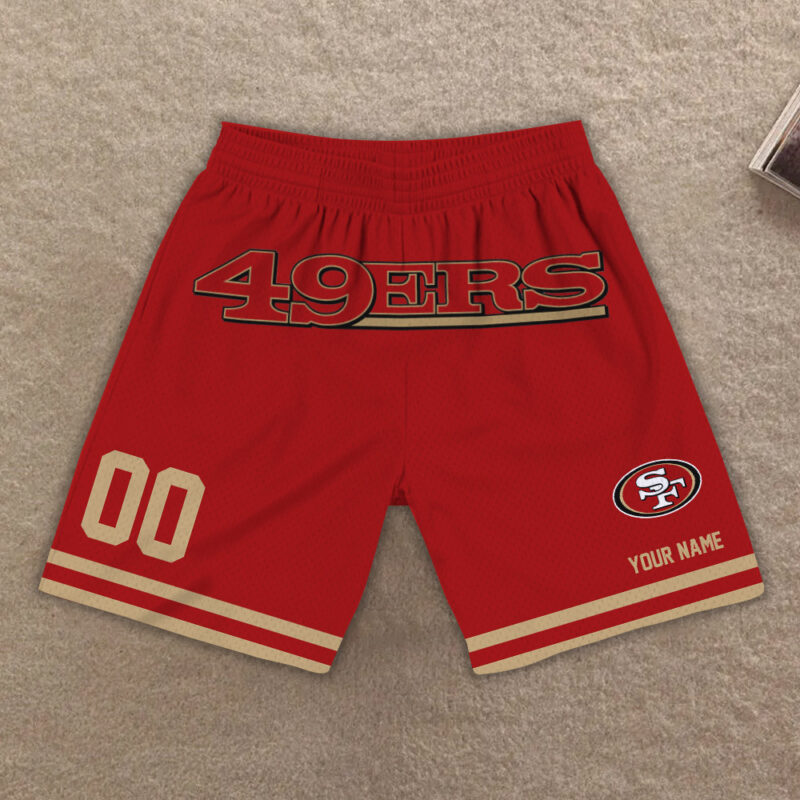 Sportswearmerch San Francisco 49ers NFL Custom Name And Number Short Pants Gifts For Fans - Sportswearmerch