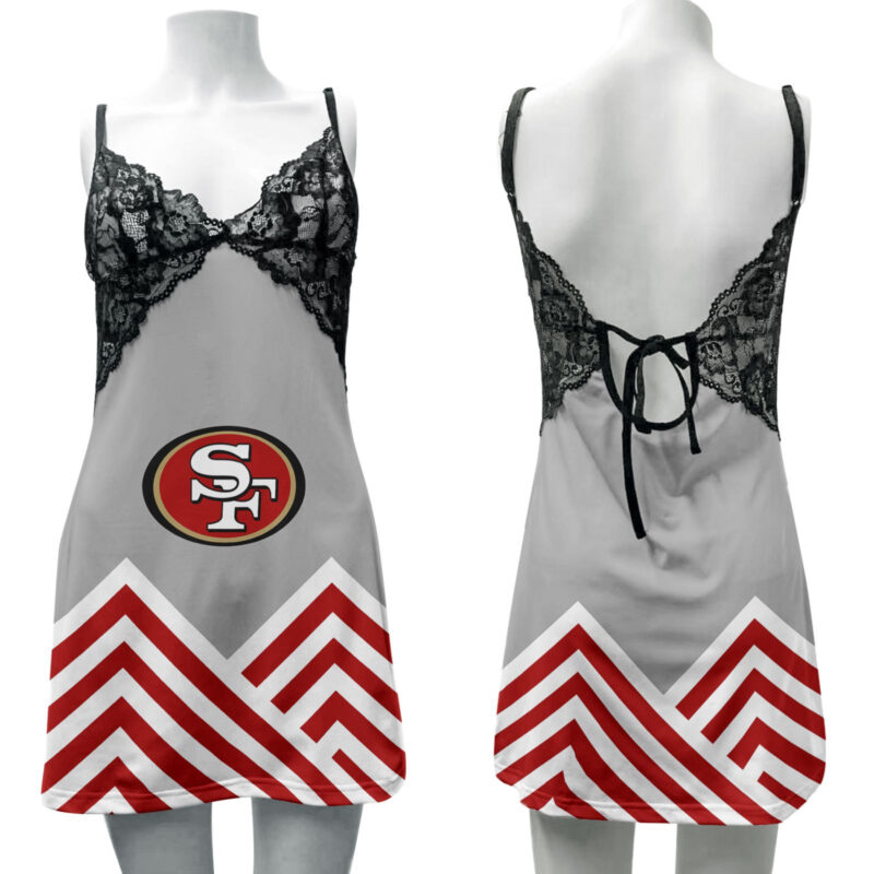 Sportswearmerch San Francisco 49ers NFL Lace Back Strap Slip Dress For Fan - Sportswearmerch
