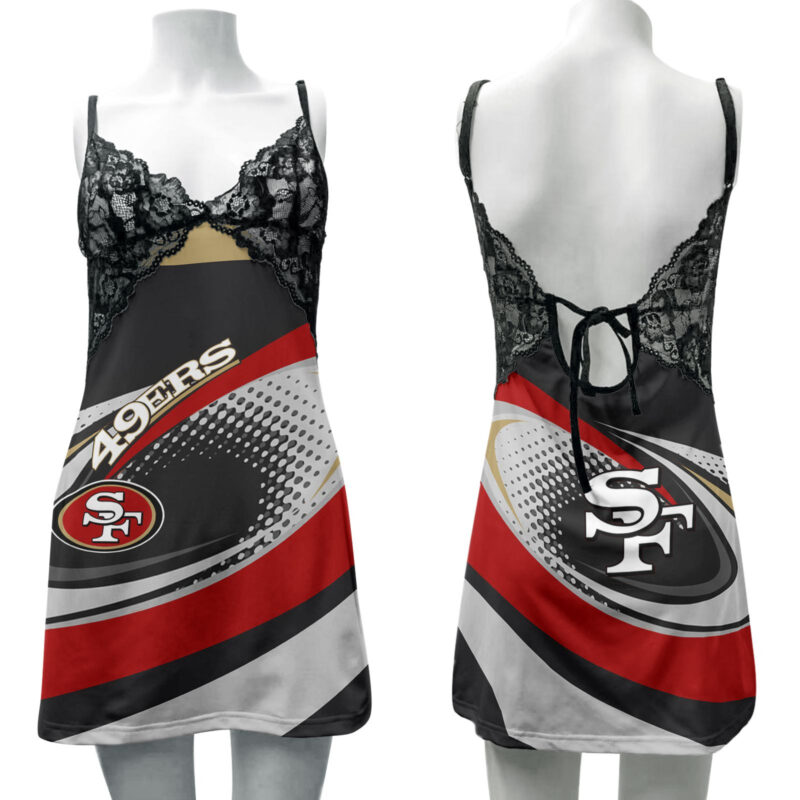 Sportswearmerch San Francisco 49ers NFL Lace Back Strap Slip Dress For Fan - Sportswearmerch
