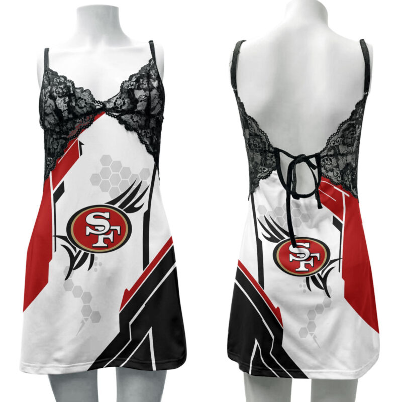 Sportswearmerch San Francisco 49ers NFL Lace Back Strap Slip Dress For Fan - Sportswearmerch