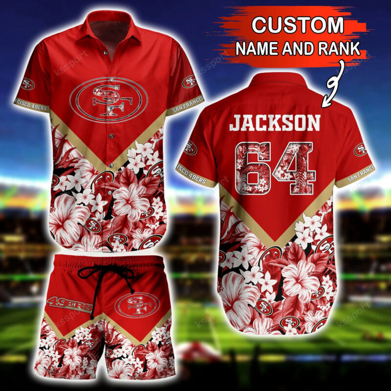 Sportswearmerch San Francisco 49ers NFL Summer Hawaiian Shirt And Shorts For Fan - Sportswearmerch