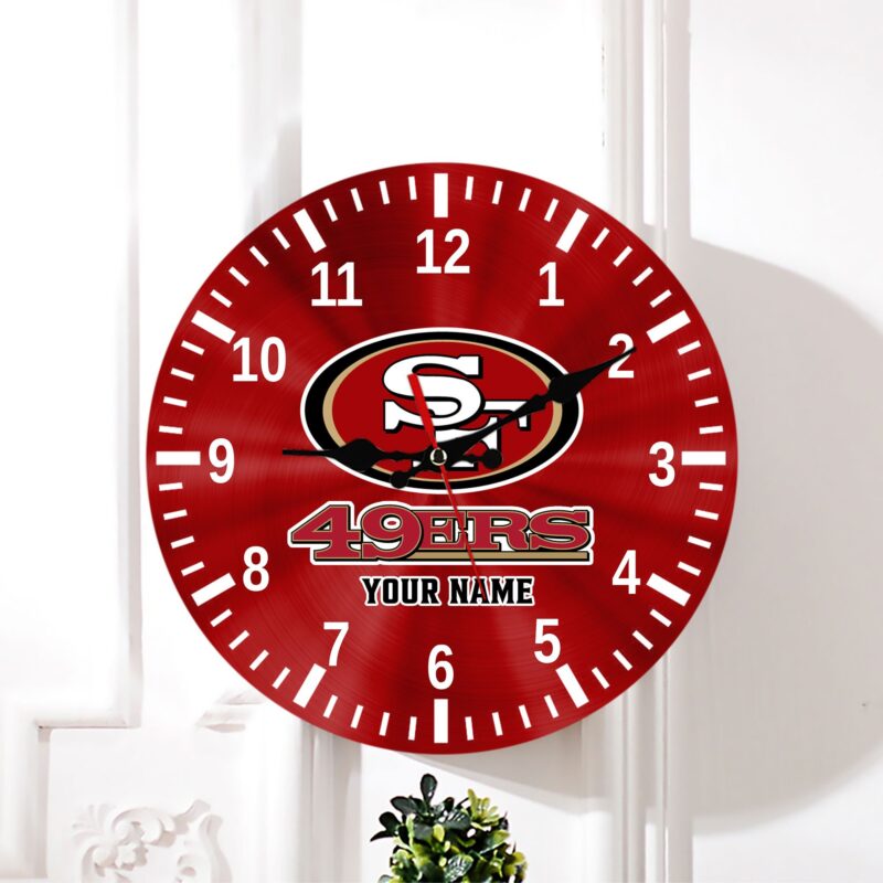 San Francisco 49ers NFL Personalized Round Wall Clock For Home Gifts For Fans - Sportswearmerch