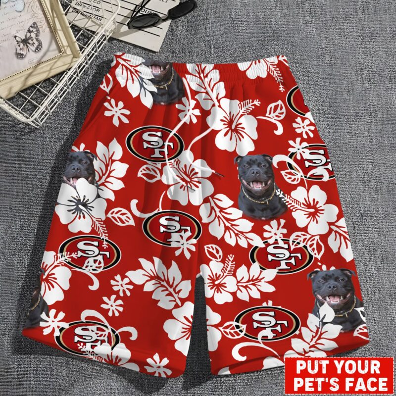 Sportswearmerch San Francisco 49ers NFL Custom Image Your Pet's Face On Short Pants Gift For Fan - Sportswearmerch