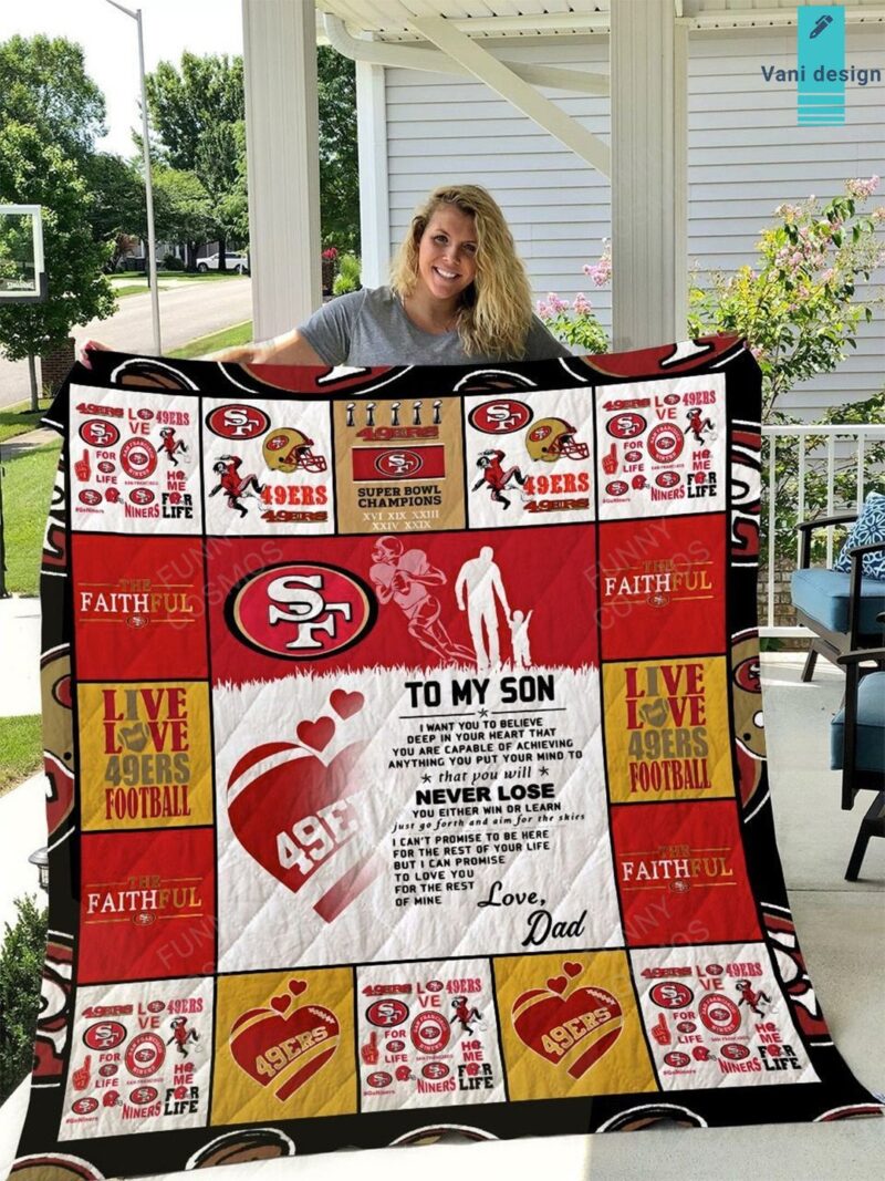 Sportswearmerch San Francisco 49ers NFL To My Son Love Dad Premium Quilt For Fan - Sportswearmerch