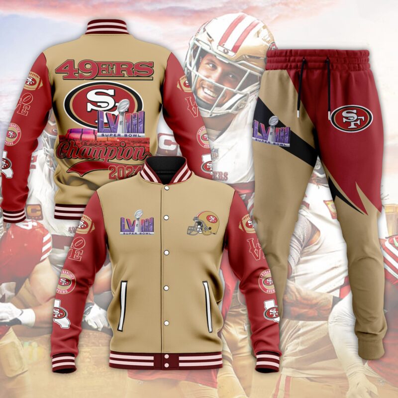 SF 49Ers Superbowl Champions Combo Baseball Jacket And Long Pants Gifts For Fans - Sportswearmerch