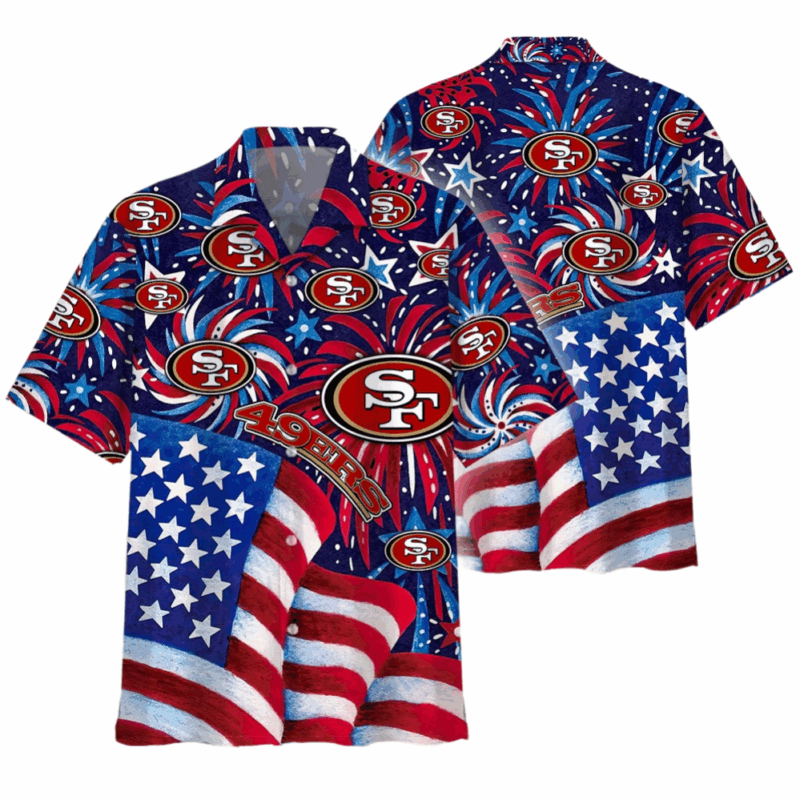 Sportswearmerch San Francisco 49ers NFL Independence Day Summer Hawaiian Shirt For Fan - Sportswearmerch