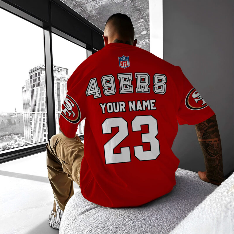 Sportswearmerch San Francisco 49ers NFL Custom Name And Numbers Tshirt Gifts For Fans - Sportswearmerch