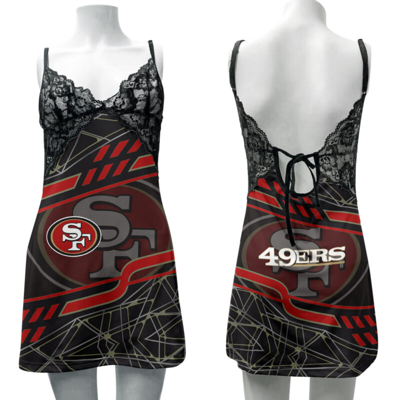 Sportswearmerch San Francisco 49ers NFL Lace Back Strap Slip Dress For Fan - Sportswearmerch