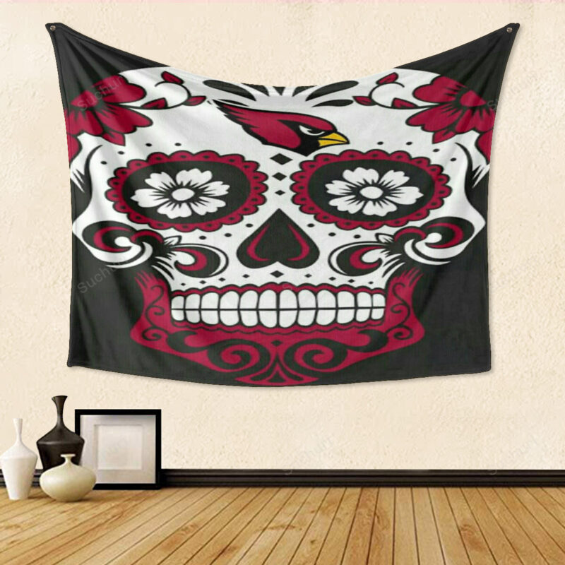 Arizona Cardinals Sugar Skull v1 Gift For Fan 3D Full Printing Tapestry