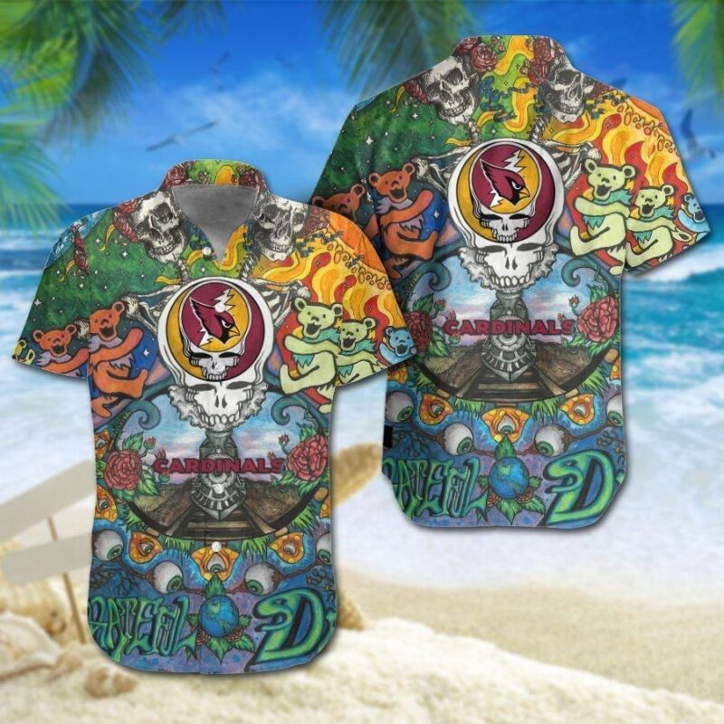 Arizona Cardinals Grateful Dead Hawaiian Shirt - TeeAloha