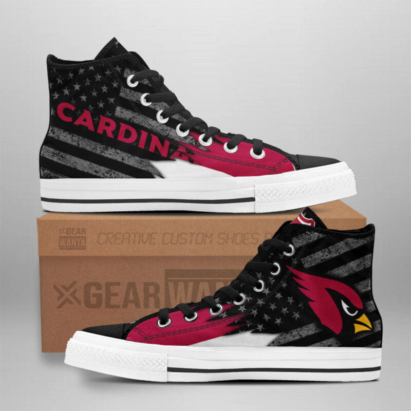 Arizona Cardinals High Top Shoes Custom American Flag Sneakers