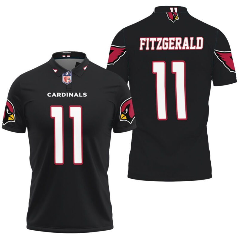 Larry Fitzgerald Arizona Cardinals Alternate Game Black 2019 Jersey Inspired Style Polo Shirt Model a31887