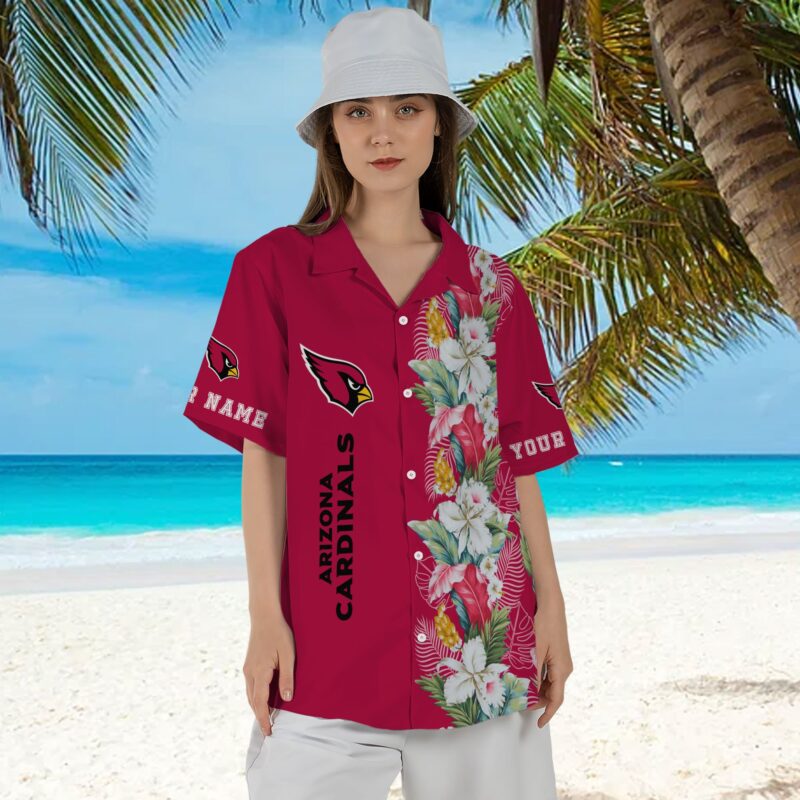Sportswearmerch Arizona Cardinals NFL Personalized Flowers Hawaiian Shirt Gift For Fan - Sportswearmerch