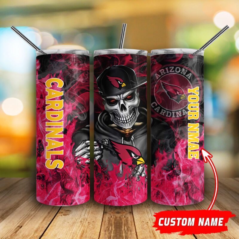 Sportswearmerch Arizona Cardinals NFL Personalized Glitter Tumbler With Stainless Steel Straw - Sportswearmerch