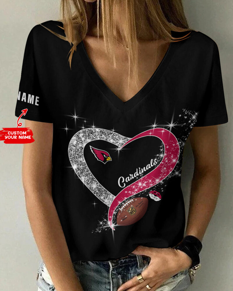 Sportswearmerch Arizona Cardinals NFL Personalized V-neck Women T-shirt - Sportswearmerch