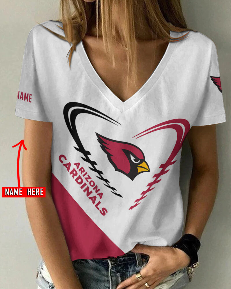 Sportswearmerch Arizona Cardinals NFL Personalized V-neck Women T-shirt - Sportswearmerch