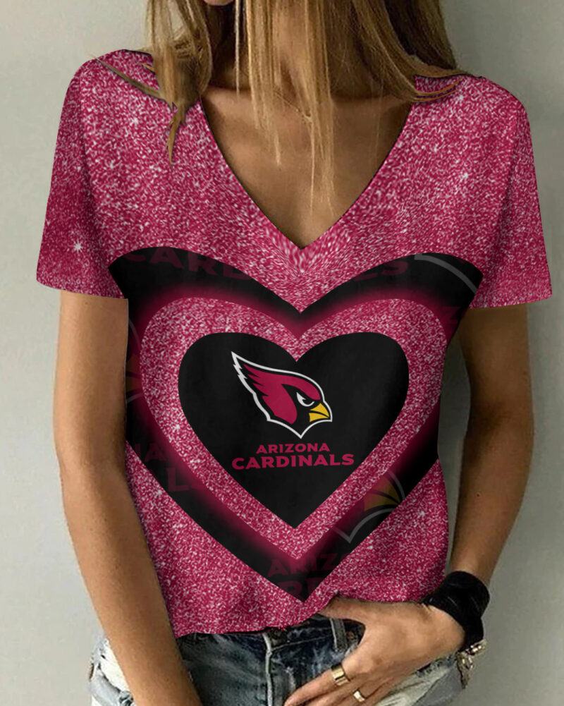Sportswearmerch Arizona Cardinals NFL Summer V-neck Women T-shirt - Sportswearmerch