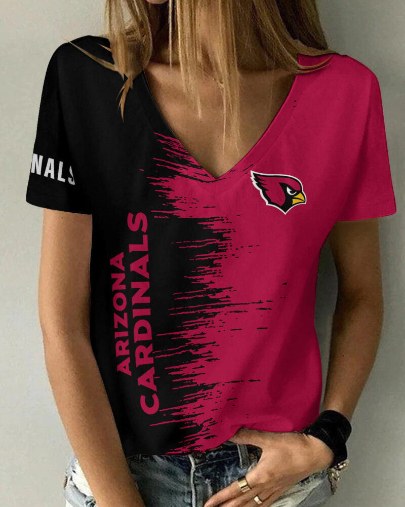 Sportswearmerch Arizona Cardinals NFL Summer V-neck Women T-shirt - Sportswearmerch