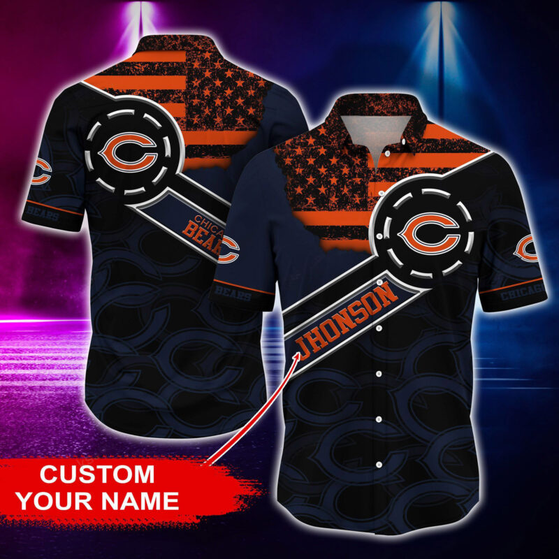 Chicago Bears Stars & Stripes Custom Hawaiian Shirt - TeeAloha