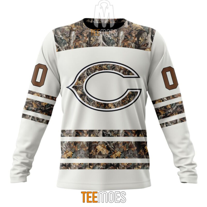 NFL Chicago Bears Custom Name Number White Camo Hunting Sweatshirt