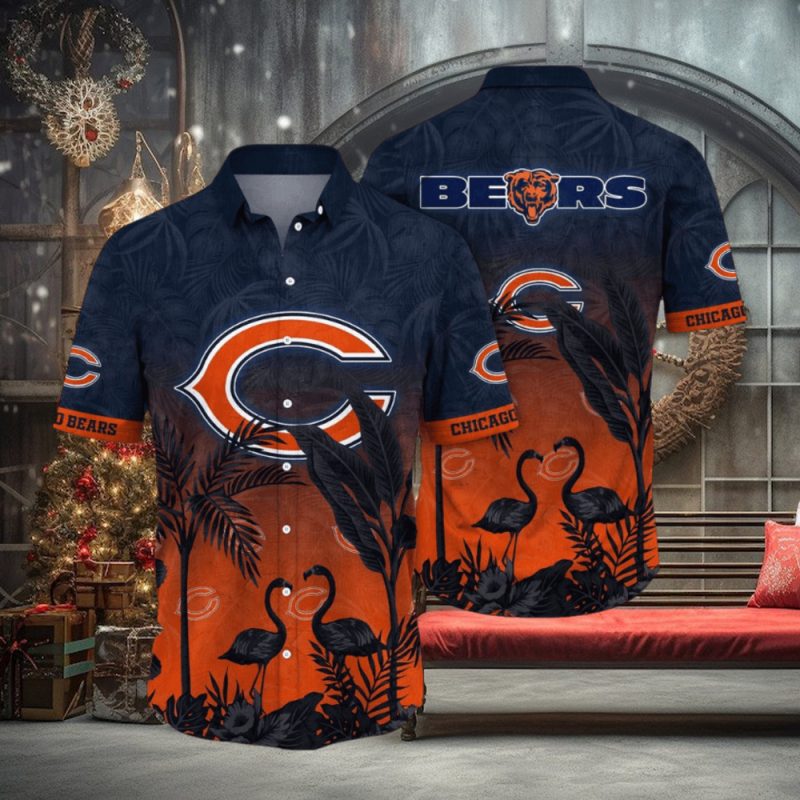 NFL Chicago Bears Hawaii Shirt Flamingo And Flower Funny Aloha Shirt, hoodie, sweater, long sleeve and tank top