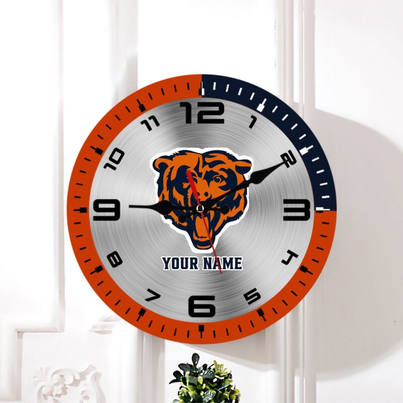 Chicago Bears NFL Personalized Round Wall Clock For Home Gifts For Fans - Sportswearmerch