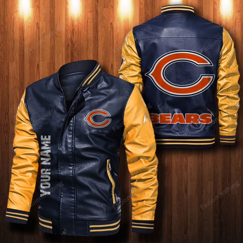 Sportswearmerch Chicago Bears Personalized Fashion Leather Bomber Jacket - Sportswearmerch