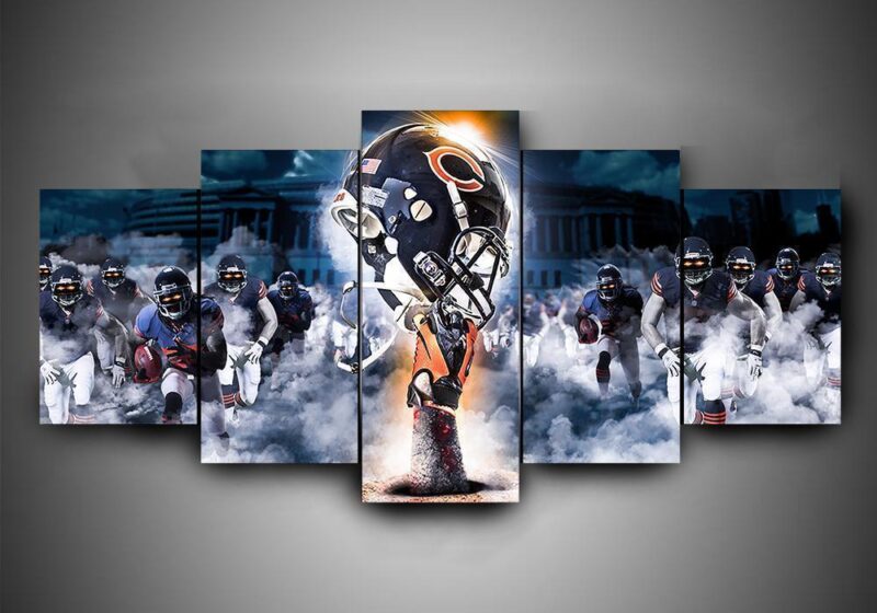 Chicago Bears 2 Football – 5 Panel Canvas Art Wall Decor
