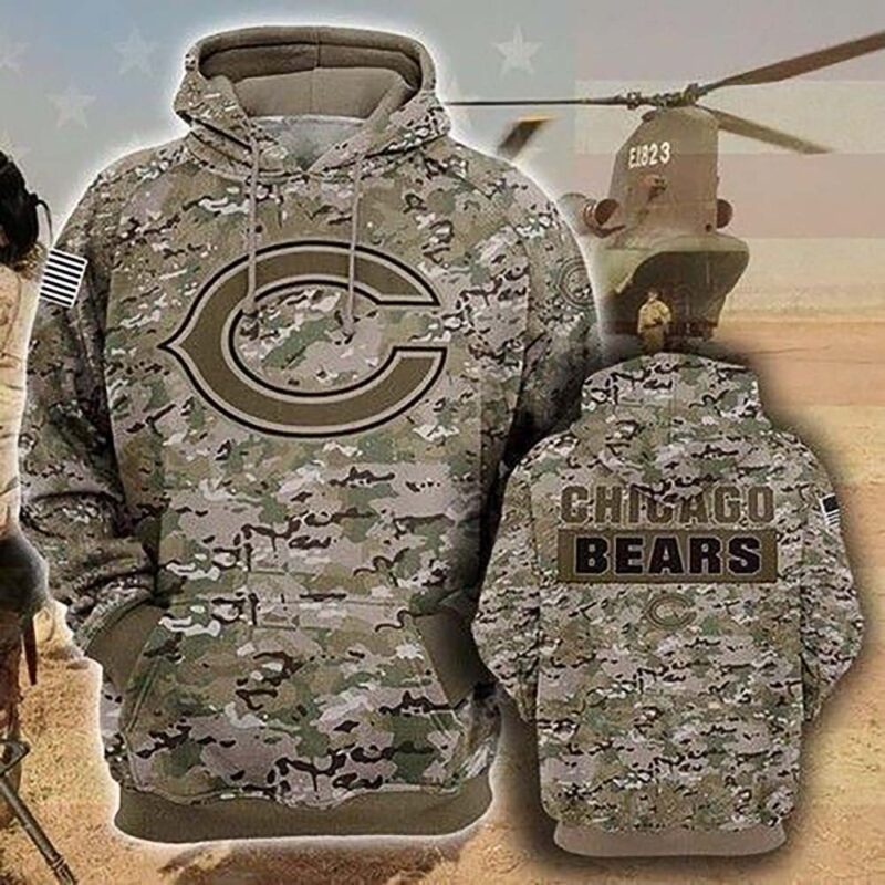 Chicago Bears Camo 3D Hoodie 3D Sweatshirt - T-shirts Low Price