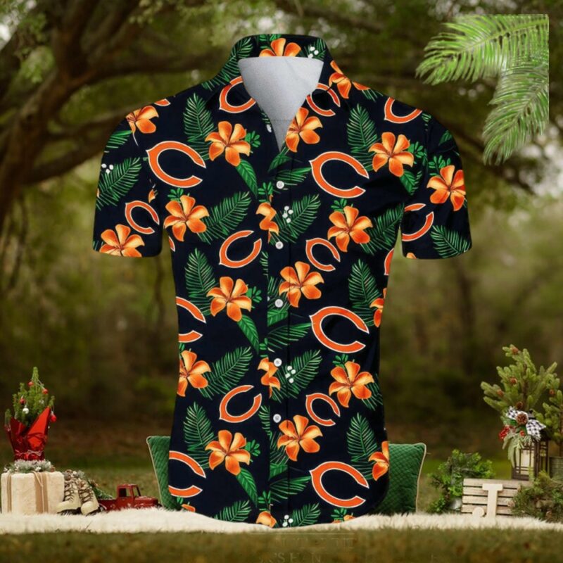 Chicago Bears CB Tropical Flower Pattern All Over Print Hawaiian Shirt White Beach Shirt NFL, hoodie, sweater, long sleeve and tank top