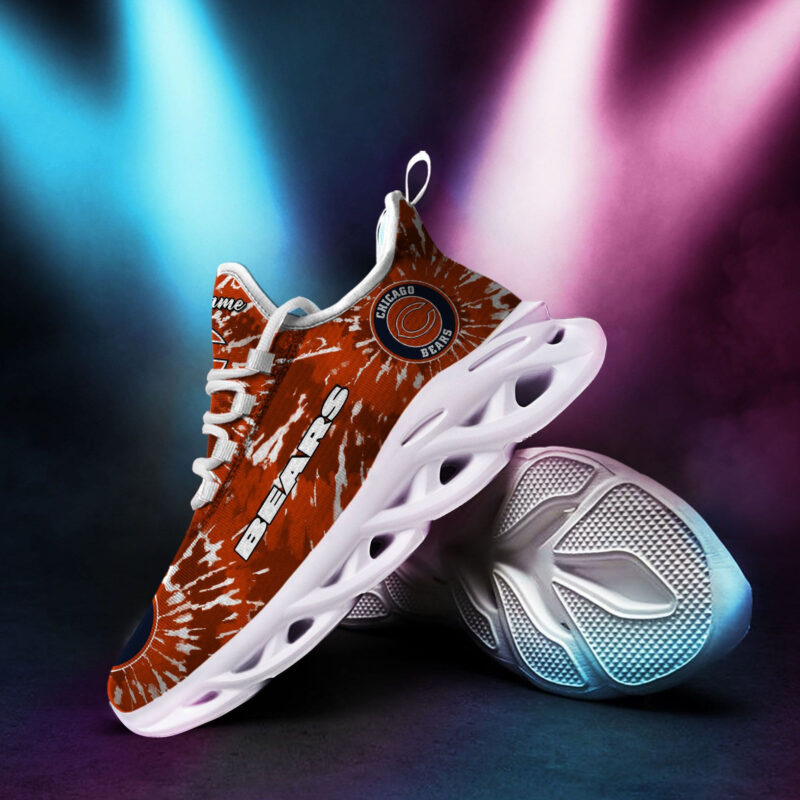Chicago Bears Custom Name Tie Dye Max Soul Sneaker Shoes For Fans