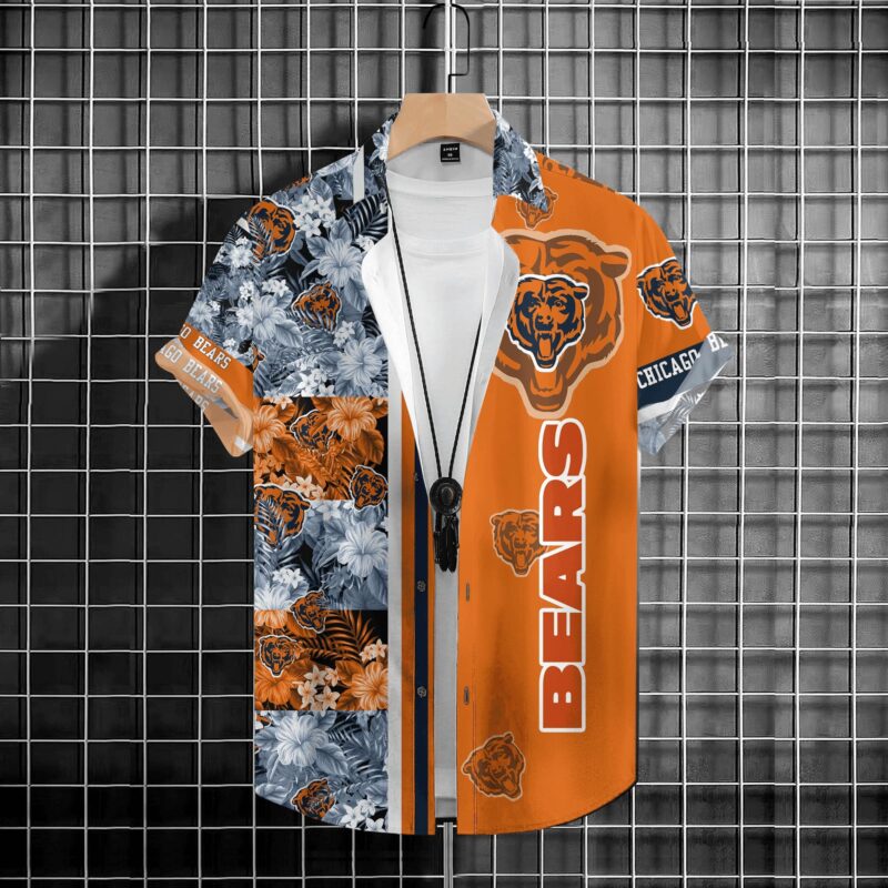 Chicago Bears Floral Fusion Hawaiian Shirt - TeeAloha