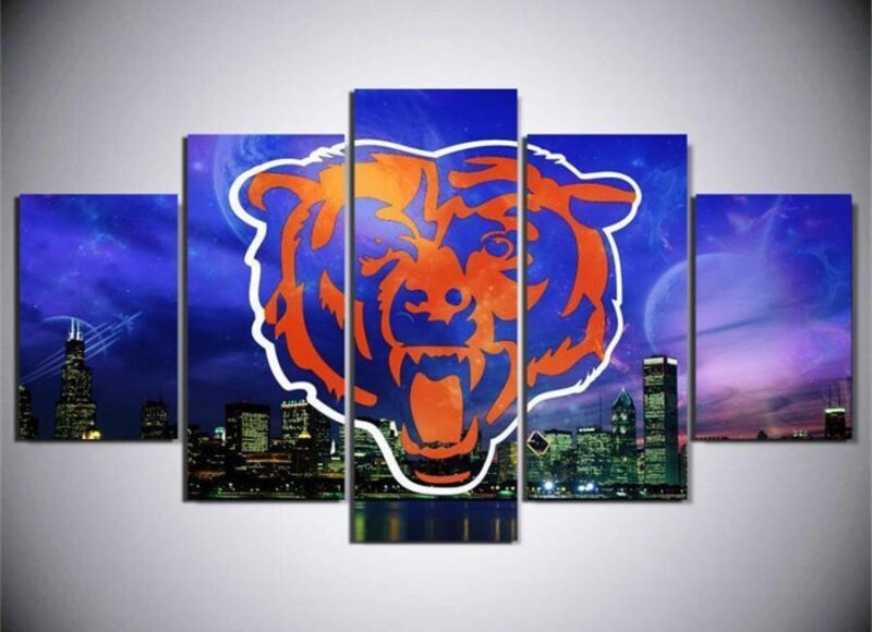 Chicago Bears Logo Poster Football – 5 Panel Canvas Art Wall Decor