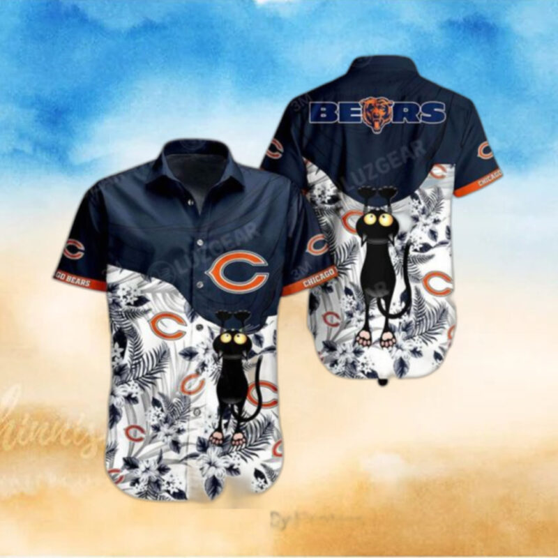 Chicago Bears NFL Hawaiian Shirt Black Cat Graphic 3D Printed Hawaii Shirt Short Fan Ever, hoodie, sweater, long sleeve and tank top
