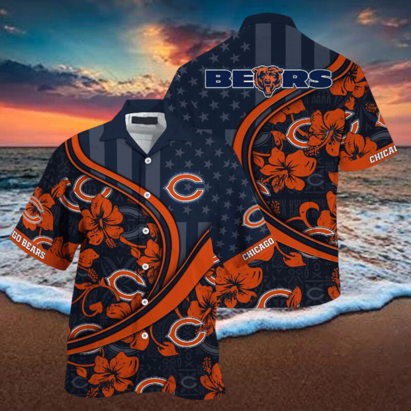 Chicago Bears NFL Us Flag Hawaiian Shirt Custom Summer Aloha Shirt, hoodie, sweater, long sleeve and tank top