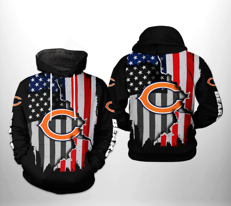 Chicago Bears NFL US Flag Team 3D Printed Hoodie/Zipper Hoodie