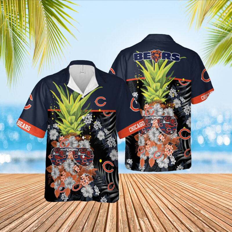 Chicago Bears Pineapple In Dark Blue Edition Hawaiian Shirt - TeeAloha
