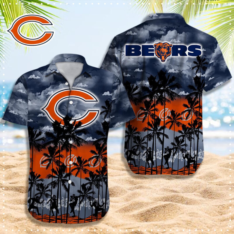 Chicago Bears Stormy Palms Hawaiian Shirt - TeeAloha
