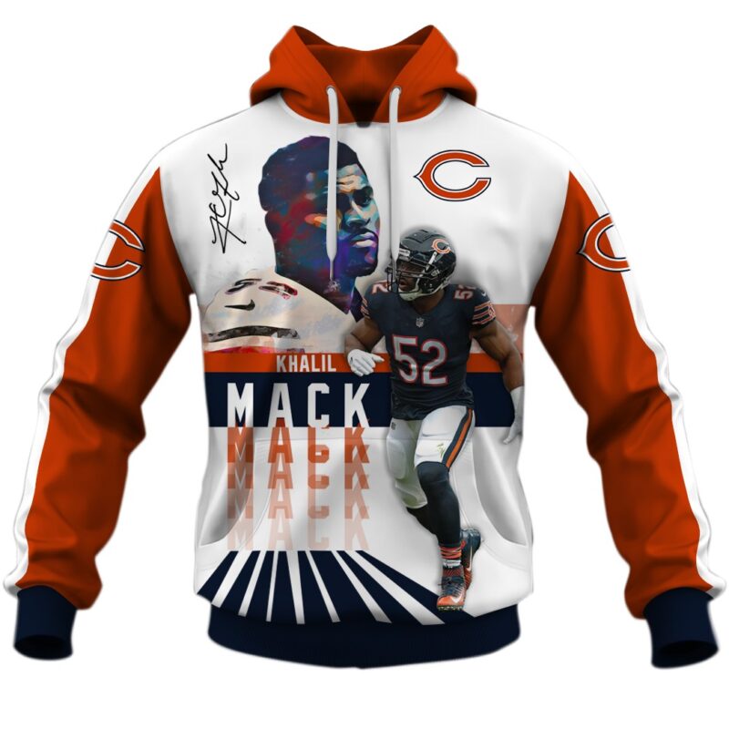 Khalil Mack Chicago Bears NFL 3D Hoodie T shirt Sleeve T54 - OldSchoolThings - Personalize Your Own New & Retro Sports Jerseys, Hoodies, T Shirts