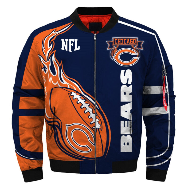 Newest Design 2019 NFL Bomber Jacket Custom Men's Chicago Bears Jacket - Bluefink