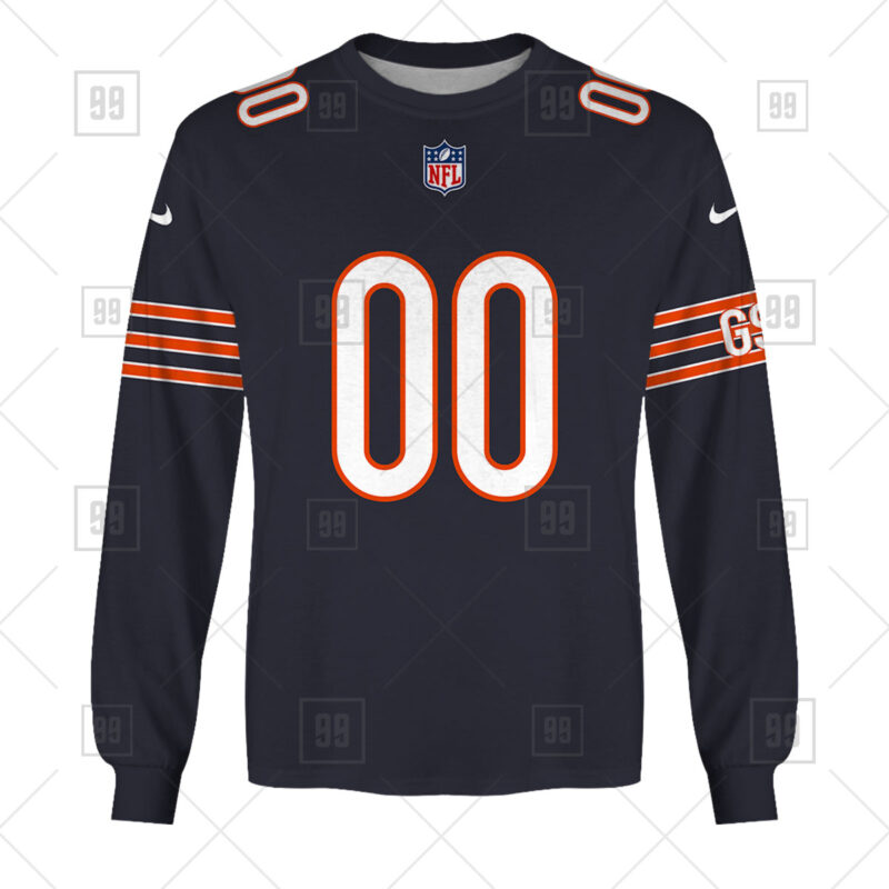 NFL Chicago Bears Custom Name Number Navy Home Jersey Sweatshirt