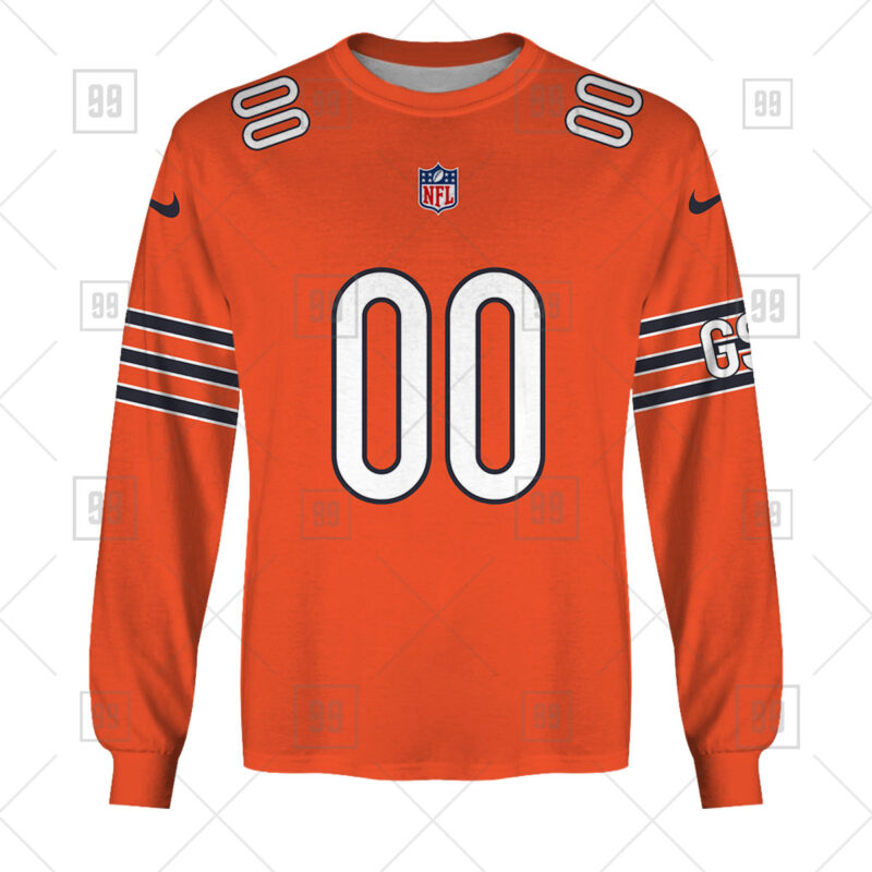 NFL Chicago Bears Custom Name Number Orange Alternate Jersey Sweatshirt