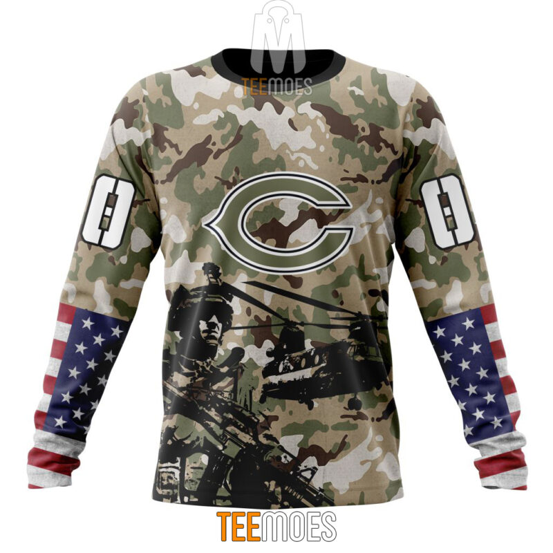 NFL Chicago Bears Custom Name Number Veteran Salute To Service Sweatshirt