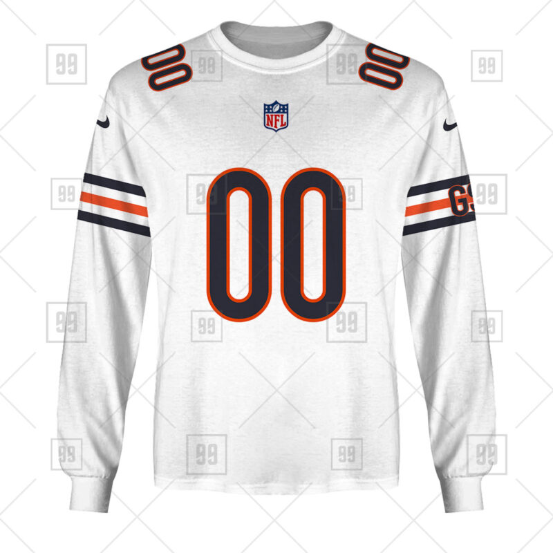 NFL Chicago Bears Custom Name Number White Road Jersey Sweatshirt