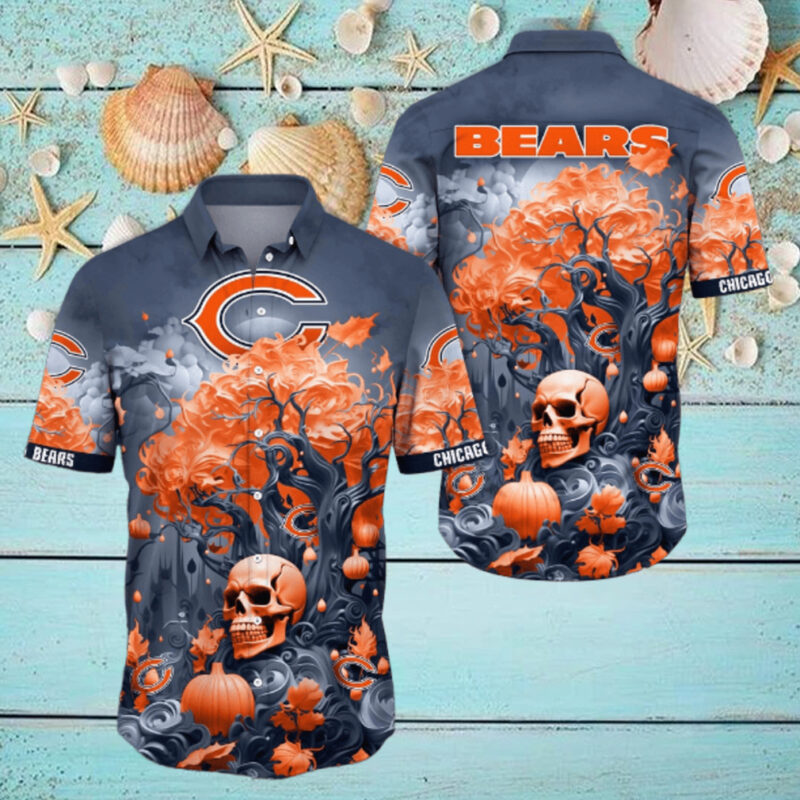 NFL Chicago Bears Halloween Skull Pumpkin Hawaiian Shirt, hoodie, sweater, long sleeve and tank top