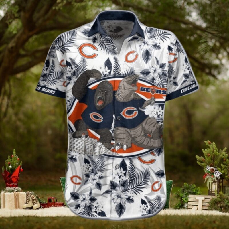 NFL Chicago Bears Hawaiian Shirt Short Kingkong Godzilla, hoodie, sweater, long sleeve and tank top