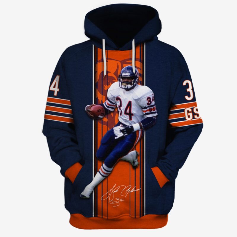 NFL Chicago Bears Walter Payton #34 3D All Over Printed Hoodies Shirts For Men & Women - OldSchoolThings - Personalize Your Own New & Retro Sports...