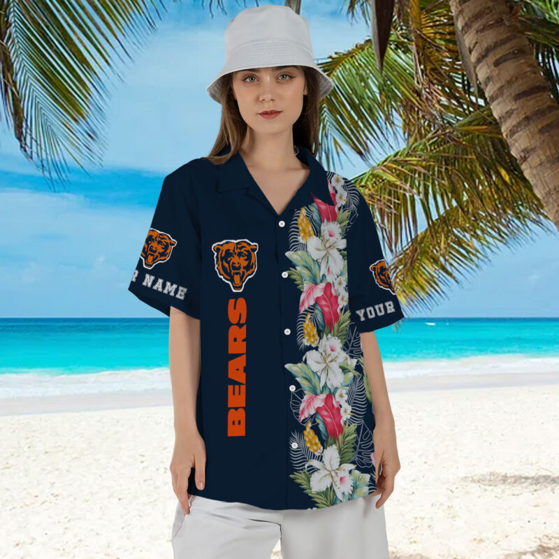 Sportswearmerch Chicago Bears NFL Personalized Flowers Hawaiian Shirt Gift For Fan - Sportswearmerch