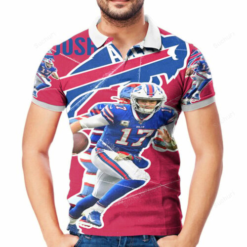 Buffalo Bills 17 Josh Allen 3D All Over Print Polo Shirt