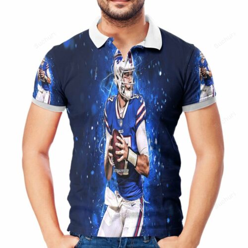 Buffalo Bills 17 Josh Allen v2 3D All Over Print Polo Shirt